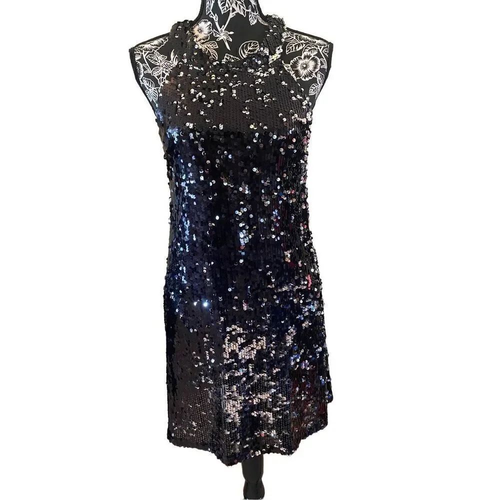 Speechless Black Silver Sequin Formal Dress Dance Glam Party Birthday
